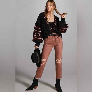 NWT Anthropologie X Pilcro Vintage Straight Jean destroyed rust red size 26